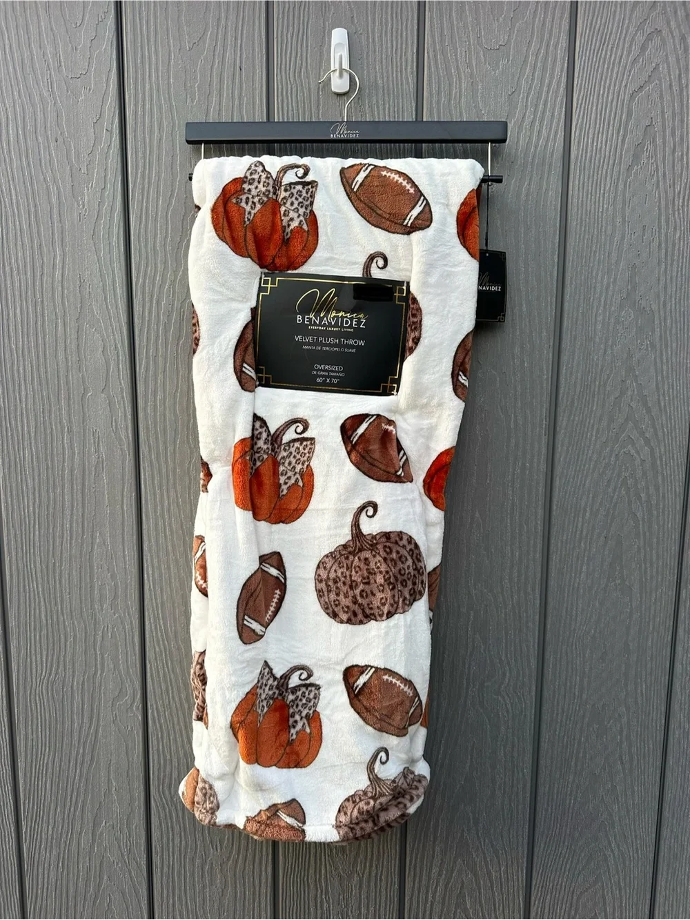 Leopard Pumpkins & Football - Plush Throw Blanket NWT